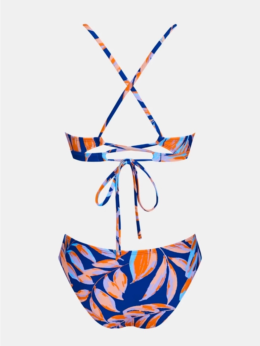 CUPSHE Release Happiness Lace-Back Top & Hipster Bikini Set Blue Large NWT - Picture 4 of 6